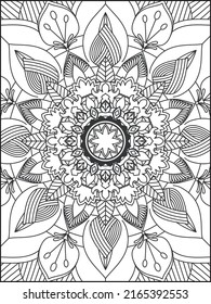 Mandala Coloring Book For Adult. Mandala Coloring Pages. Mandala Coloring Book. Seamless vector pattern. Black and white linear drawing. coloring page for children and adults.