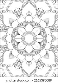Mandala Coloring Book For Adult. Mandala Coloring Pages. Mandala Coloring Book. Seamless vector pattern. Black and white linear drawing. coloring page for children and adults.