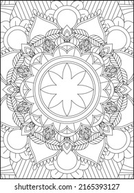Mandala Coloring Book For Adult. Mandala Coloring Pages. Mandala Coloring Book. Seamless vector pattern. Black and white linear drawing. coloring page for children and adults.