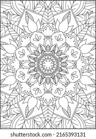 Mandala Coloring Book For Adult. Mandala Coloring Pages. Mandala Coloring Book. Seamless vector pattern. Black and white linear drawing. coloring page for children and adults.