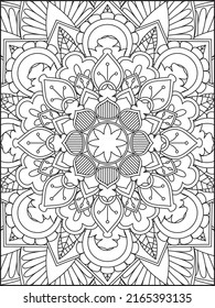 Mandala Coloring Book For Adult. Mandala Coloring Pages. Mandala Coloring Book. Seamless vector pattern. Black and white linear drawing. coloring page for children and adults.