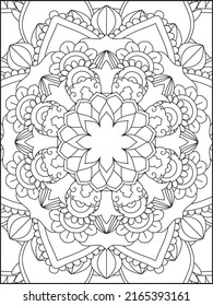 Mandala Coloring Book For Adult. Mandala Coloring Pages. Mandala Coloring Book. Seamless vector pattern. Black and white linear drawing. coloring page for children and adults.