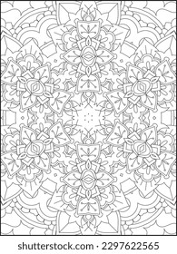 Mandala Coloring Book For Adult. Mandala Coloring Pages. Mandala Coloring Book. Seamless vector pattern. Black and white linear drawing. coloring page for children and adults. Mandala .