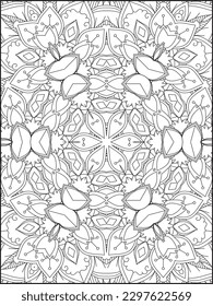 Mandala Coloring Book For Adult. Mandala Coloring Pages. Mandala Coloring Book. Seamless vector pattern. Black and white linear drawing. coloring page for children and adults. Mandala .