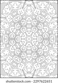 Mandala Coloring Book For Adult. Mandala Coloring Pages. Mandala Coloring Book. Seamless vector pattern. Black and white linear drawing. coloring page for children and adults. Mandala .