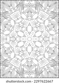 Mandala Coloring Book For Adult. Mandala Coloring Pages. Mandala Coloring Book. Seamless vector pattern. Black and white linear drawing. coloring page for children and adults. Mandala .