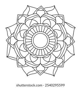 mandala coloring book for adults and children, a black and white drawing of a flower with a circle in the middle