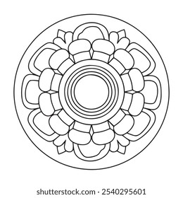 mandala coloring book for adults and children, a black and white drawing of a flower with a circle in the middle