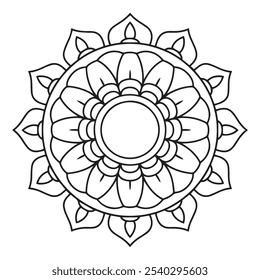 mandala coloring book for adults and children, a black and white drawing of a flower with a circle in the middle