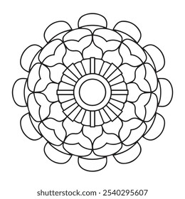 mandala coloring book for adults and children, a black and white drawing of a flower with a circle in the middle