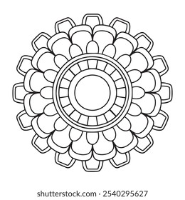 mandala livro de colorir para adultos e crianças, um desenho preto e branco de uma flor com um círculo no meio
