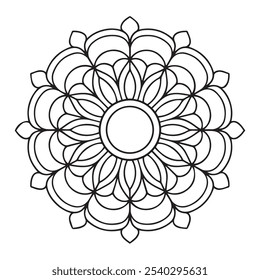 mandala coloring book for adults and children, a black and white drawing of a flower with a circle in the middle