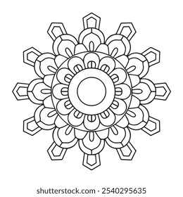 mandala coloring book for adults and children, a black and white drawing of a flower with a circle in the middle