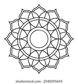 mandala coloring book for adults and children, a black and white drawing of a flower with a circle in the middle