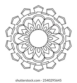 mandala coloring book for adults and children, a black and white drawing of a flower with a circle in the middle
