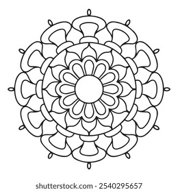 mandala coloring book for adults and children, a black and white drawing of a flower with a circle in the middle