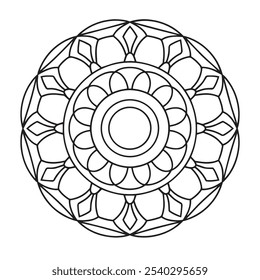 mandala coloring book for adults and children, a black and white drawing of a flower with a circle in the middle