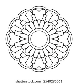 mandala livro de colorir para adultos e crianças, um desenho preto e branco de uma flor com um círculo no meio