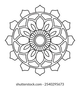 mandala coloring book for adults and children, a black and white drawing of a flower with a circle in the middle