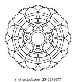 mandala coloring book for adults and children, a black and white drawing of a flower with a circle in the middle