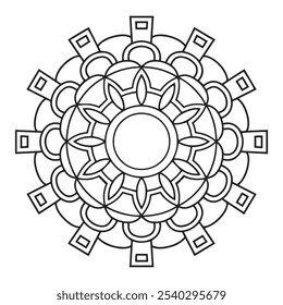 mandala livro de colorir para adultos e crianças, um desenho preto e branco de uma flor com um círculo no meio