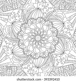 Mandala coloring book for adults vector illustration. Anti-stress coloring for adult. Zentangle style. Black and white lines. Lace pattern