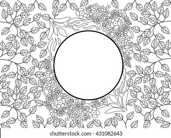 Mandala coloring book for adults vector illustration. Flower pattern anti-stress coloring for adult. Zentangle style. Black and white lines. Lace pattern