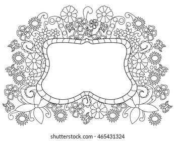 Mandala coloring book for adults vector illustration. Flower pattern anti-stress coloring for adult. Zentangle style. Black and white lines. Lace pattern