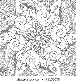 Mandala coloring book for adults vector illustration. Anti-stress coloring for adult. Zentangle style. Black and white lines. Lace pattern