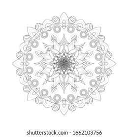 Mandala. Coloring book antistress. Template for mehendi. Oriental drawing. Islam, Arabic, Indian, Moroccan, Spanish, Turkish, Pakistani, Chinese. Vector illustration. Isolated on a white background.