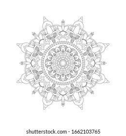 Mandala. Coloring book antistress. Template for mehendi. Oriental drawing. Islam, Arabic, Indian, Moroccan, Spanish, Turkish, Pakistani, Chinese. Vector illustration. Isolated on a white background.