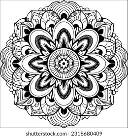 Mandala Coloring book art for adult. wallpaper abstract illustration design for greeting card, sticker. Decoration for interior design. Ethnic oriental circle ornament