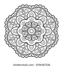 Mandala Coloring book art design. greeting card, sticker, lace pattern and tattoo. decoration for interior design. Vector circle of mandala with floral ornament pattern. background