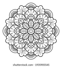 Mandala Coloring book art design. greeting card, sticker, lace pattern and tattoo. decoration for interior design. Vector circle of mandala with floral ornament pattern. background