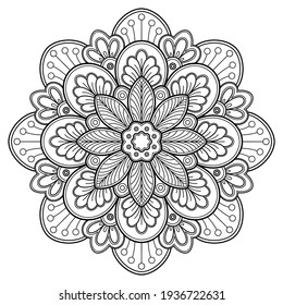 Mandala Coloring book art design. greeting card, sticker, lace pattern and tattoo. decoration for interior design. Vector circle of mandala with floral ornament pattern. background