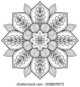 Mandala coloring book. Art on the wall. Design for a wallpaper shirt and a tile A greetings card Sticker Design for yoga Lace pattern The tattoo. In vector format, an ethnic oriental circle decoration