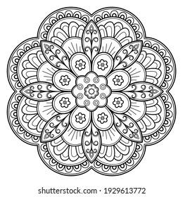 Mandala Coloring book art, wallpaper design, tile pattern, shirt, greeting card, sticker, lace pattern and tattoo. decoration for  interior design. Vector ethnic oriental circle ornament. background