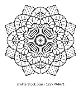 Mandala Coloring book art, wallpaper design, tile pattern, shirt, greeting card, sticker, lace pattern and tattoo. decoration for  interior design. Vector ethnic oriental circle ornament. background