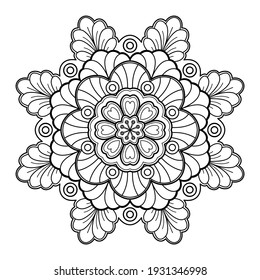 Mandala Coloring book art, wallpaper design, tile pattern, shirt, greeting card, sticker, lace pattern and tattoo. decoration for  interior design. Vector ethnic oriental circle ornament. background