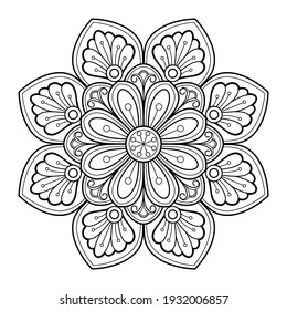 Mandala Coloring book art, wallpaper design. tile pattern, shirt, greeting card, sticker, lace pattern and tattoo. decoration for  interior design. Vector ethnic oriental circle ornament. background