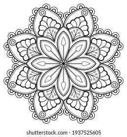 Mandala Coloring book art, wallpaper design. tile pattern, shirt, greeting card, sticker, lace pattern and tattoo. decoration for interior design. Vector ethnic oriental circle ornament. background