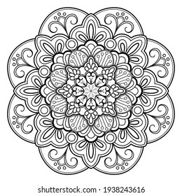 Mandala Coloring book art, wallpaper design. tile pattern, shirt, greeting card, sticker, lace pattern and tattoo. decoration for interior design. Vector ethnic oriental circle ornament. background