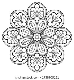 Mandala Coloring book art, wallpaper design, tile pattern, shirt, greeting card, sticker, lace pattern and tattoo. decoration for interior design. Vector ethnic oriental circle ornament. background