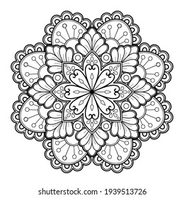 Mandala Coloring book art, wallpaper design, tile pattern, shirt, greeting card, sticker, lace pattern and tattoo. decoration for interior design. Vector ethnic oriental circle ornament. background