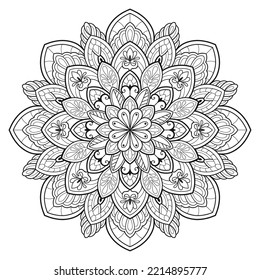 Mandala Coloring book art, wallpaper design, tile pattern, shirt, greeting card, sticker, lace pattern and tattoo. decoration for interior design. Vector ethnic oriental circle ornament. background