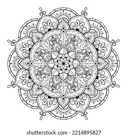 Mandala Coloring book art, wallpaper design, tile pattern, shirt, greeting card, sticker, lace pattern and tattoo. decoration for interior design. Vector ethnic oriental circle ornament. background