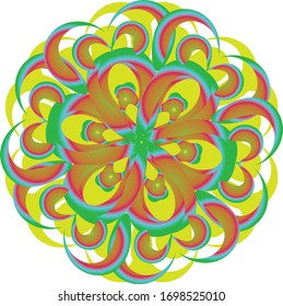 Mandala for coloring book. Beautiful Mandala vector illustration. Blue, red, green and yellow color mandala on white isolated background.