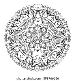 Mandala Coloring Book Black White Lace Stock Illustration 604468313 ...