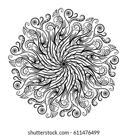 Mandala coloring book. Black and white lace pattern vector illustration