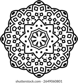 Mandala Coloring Book Circular Pattern in the Form of a Mandala Decorative Ornament in Ethnic Oriental Style.